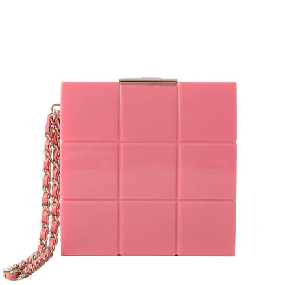 Chanel Around 2001 Made Plastic Chocobar Cc Mark Plate Chain Pouch Pink