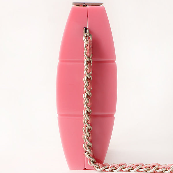 Chanel Around 2001 Made Plastic Chocobar Cc Mark Plate Chain Pouch Pink
