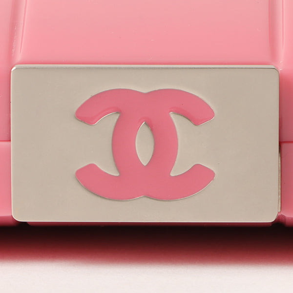 Chanel Around 2001 Made Plastic Chocobar Cc Mark Plate Chain Pouch Pink