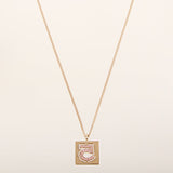CHANEL 2002 Made Rhinestone No.5 Square Necklace Pink