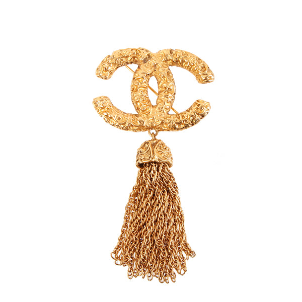 CHANEL 1993 Made Design Cc Mark Tassel Brooch