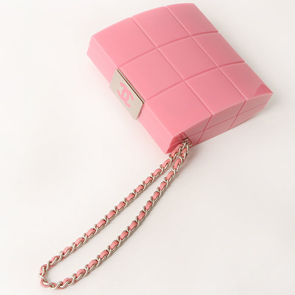 Chanel Around 2001 Made Plastic Chocobar Cc Mark Plate Chain Pouch Pink