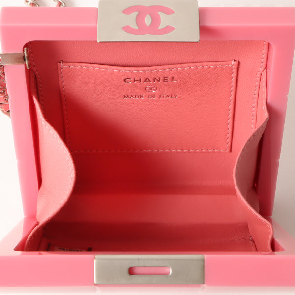 Chanel Around 2001 Made Plastic Chocobar Cc Mark Plate Chain Pouch Pink