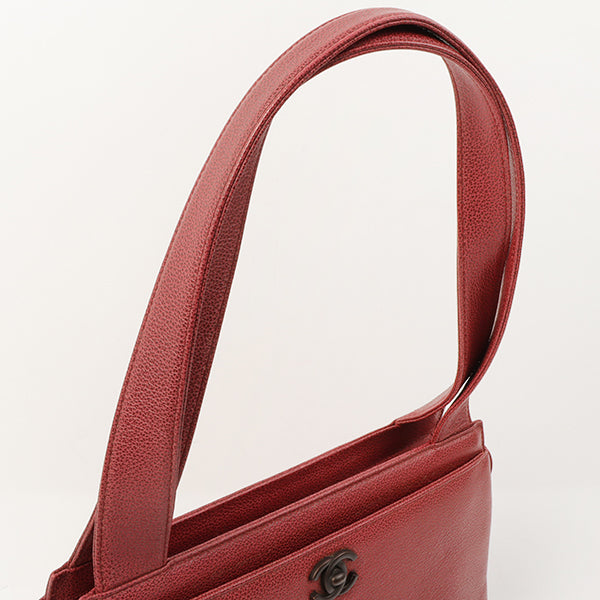 Chanel Around 1998 Made Caviar Skin Cc Mark Shoulder Bag Bordeaux