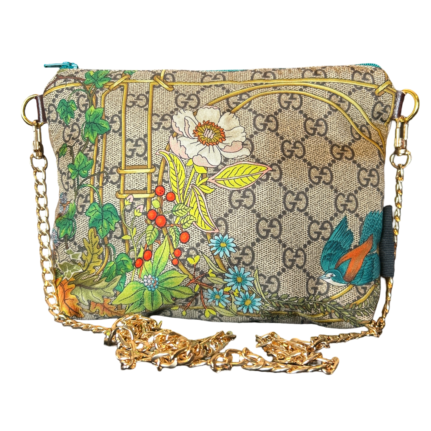 GG Floral Lattice   Silk Scarf Crossbody Bag