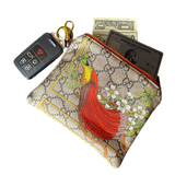 GG Floral Lattice   Silk Scarf Coffee Run Keychain Bag