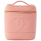 Chanel Around 2003 Caviar Skin Cc Mark Stitch Vanity Pink