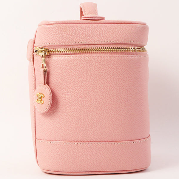 Chanel Around 2003 Caviar Skin Cc Mark Stitch Vanity Pink