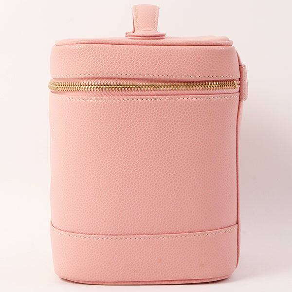 Chanel Around 2003 Caviar Skin Cc Mark Stitch Vanity Pink