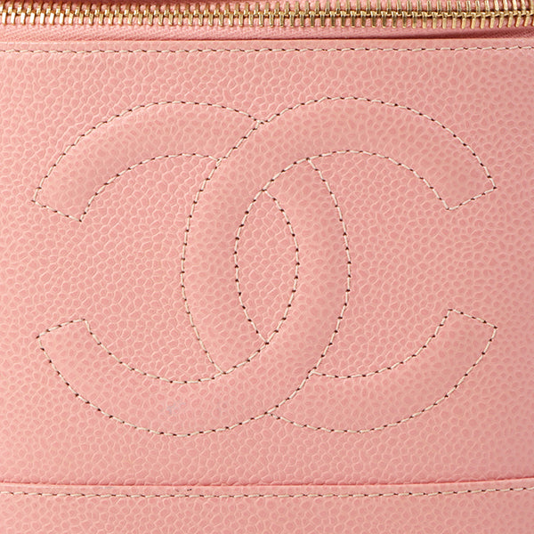 Chanel Around 2003 Caviar Skin Cc Mark Stitch Vanity Pink