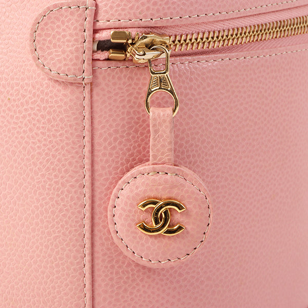 Chanel Around 2003 Caviar Skin Cc Mark Stitch Vanity Pink