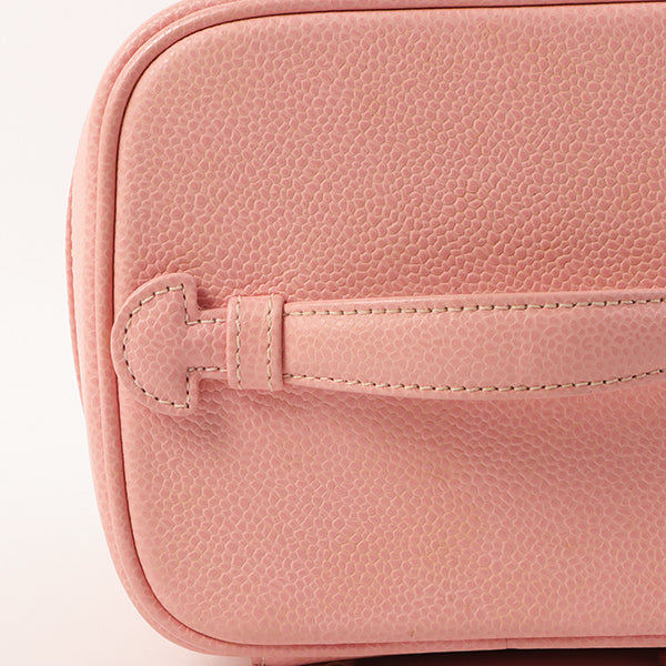 Chanel Around 2003 Caviar Skin Cc Mark Stitch Vanity Pink