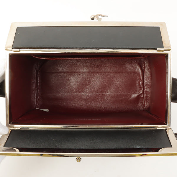Chanel Around 1997 Made Logo Plate Box Handbag Black/Silver