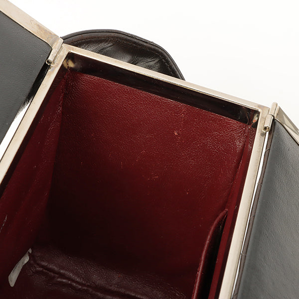 Chanel Around 1997 Made Logo Plate Box Handbag Black/Silver