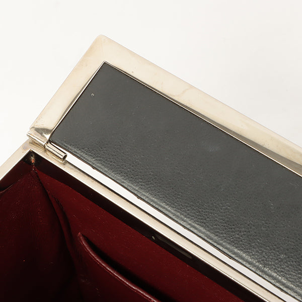 Chanel Around 1997 Made Logo Plate Box Handbag Black/Silver