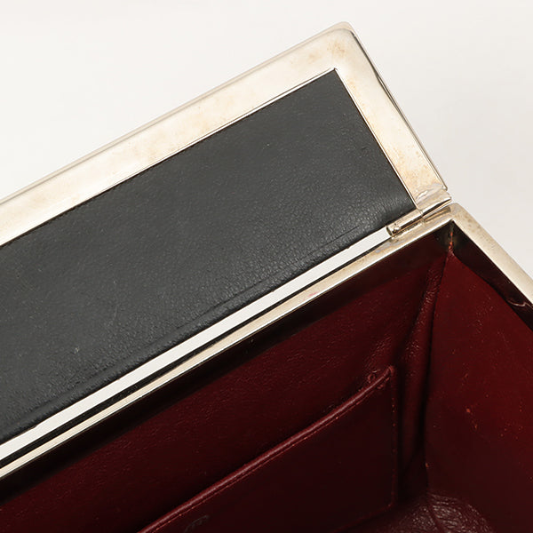 Chanel Around 1997 Made Logo Plate Box Handbag Black/Silver