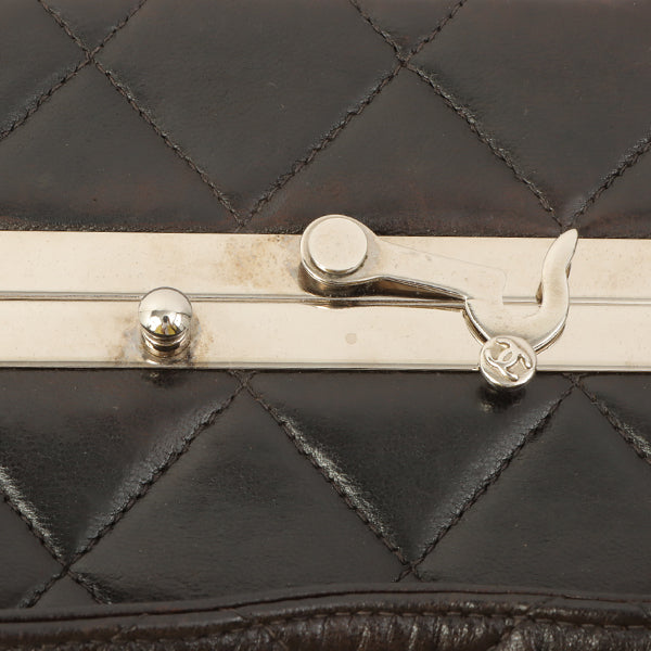 Chanel Around 1997 Made Logo Plate Box Handbag Black/Silver