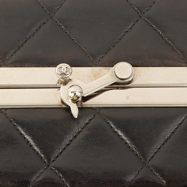 Chanel Around 1997 Made Logo Plate Box Handbag Black/Silver