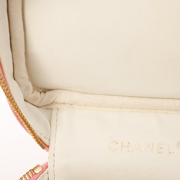 Chanel Around 2003 Caviar Skin Cc Mark Stitch Vanity Pink
