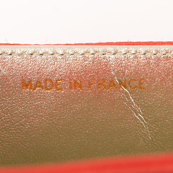 CHANEL Around 1998 Made Cotton Pearl Cc Mark Bijoux Chain Bag Red