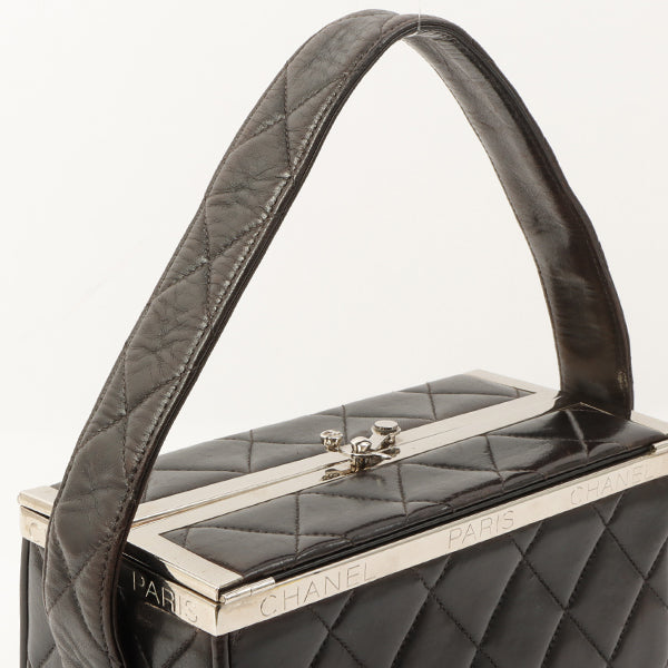 Chanel Around 1997 Made Logo Plate Box Handbag Black/Silver