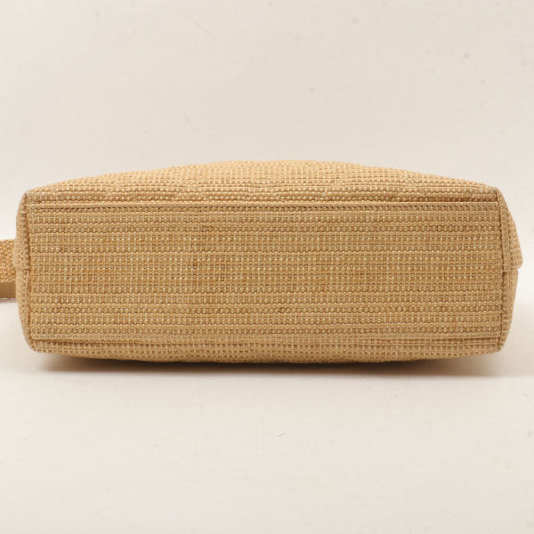 Chanel Around 1992 Made Straw Turn-Lock Shoulder Bag Beige