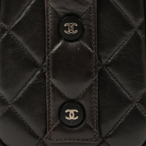Chanel Around 1997 Made Logo Plate Box Handbag Black/Silver