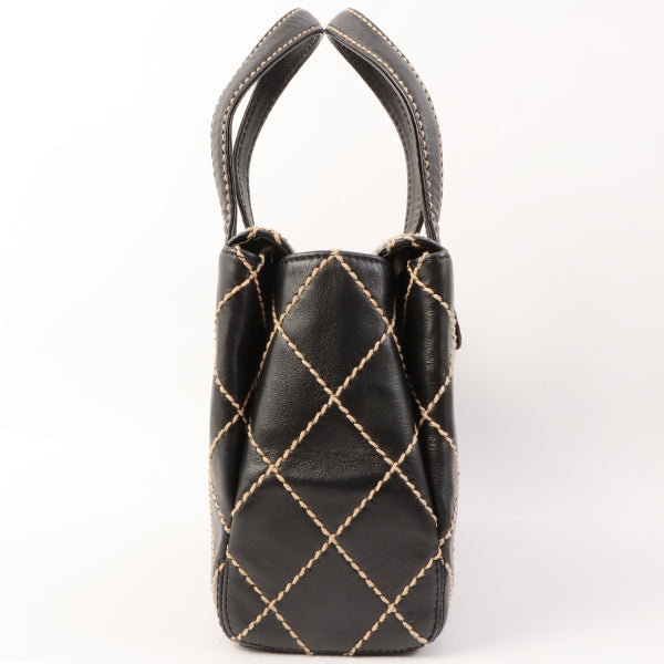 Chanel Around 2000 Made Wild Stitch Cc Mark Plate Top Handle Bag Black