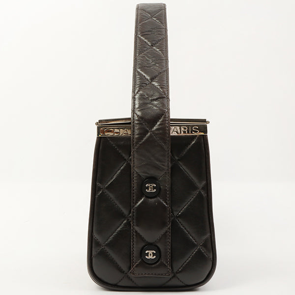 Chanel Around 1997 Made Logo Plate Box Handbag Black/Silver