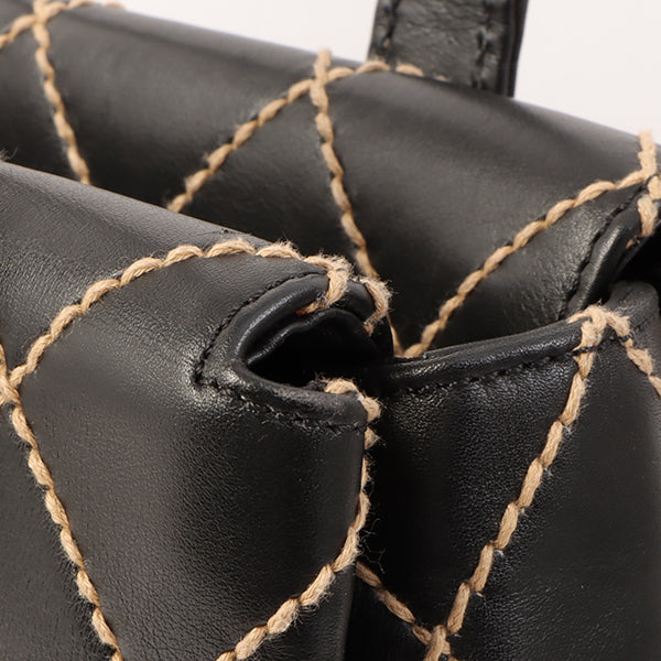Chanel Around 2000 Made Wild Stitch Cc Mark Plate Top Handle Bag Black