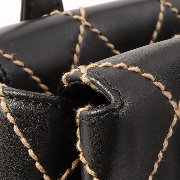 Chanel Around 2000 Made Wild Stitch Cc Mark Plate Top Handle Bag Black