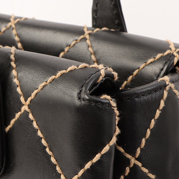 Chanel Around 2000 Made Wild Stitch Cc Mark Plate Top Handle Bag Black