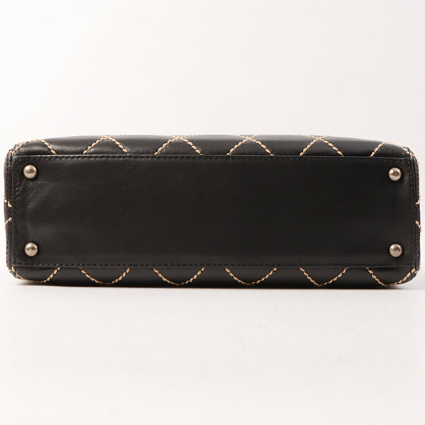 Chanel Around 2000 Made Wild Stitch Cc Mark Plate Top Handle Bag Black