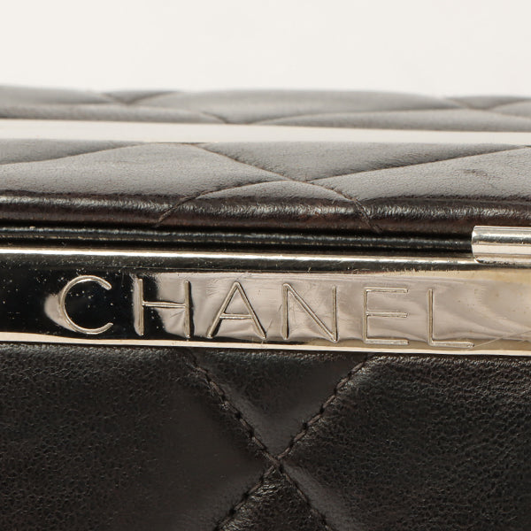 Chanel Around 1997 Made Logo Plate Box Handbag Black/Silver
