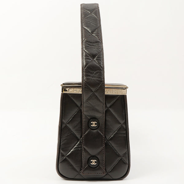 Chanel Around 1997 Made Logo Plate Box Handbag Black/Silver