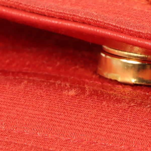 CHANEL Around 1998 Made Cotton Pearl Cc Mark Bijoux Chain Bag Red