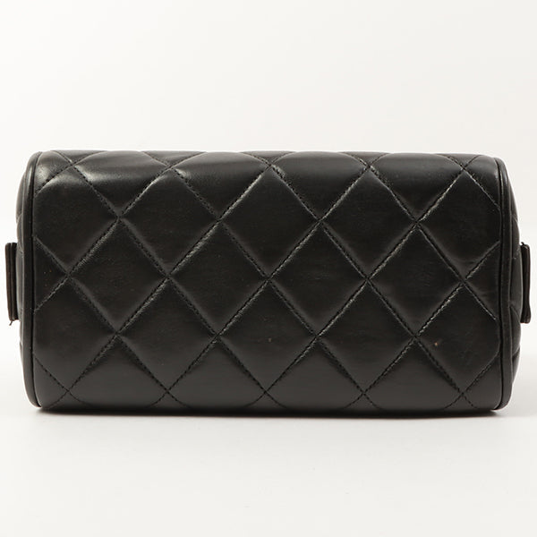 Chanel Around 1997 Made Logo Plate Box Handbag Black/Silver