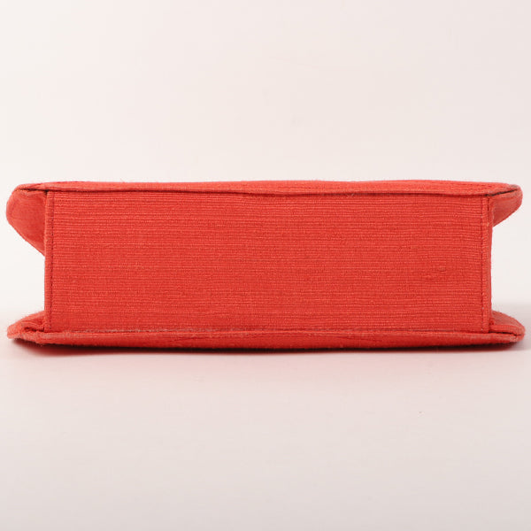 CHANEL Around 1998 Made Cotton Pearl Cc Mark Bijoux Chain Bag Red