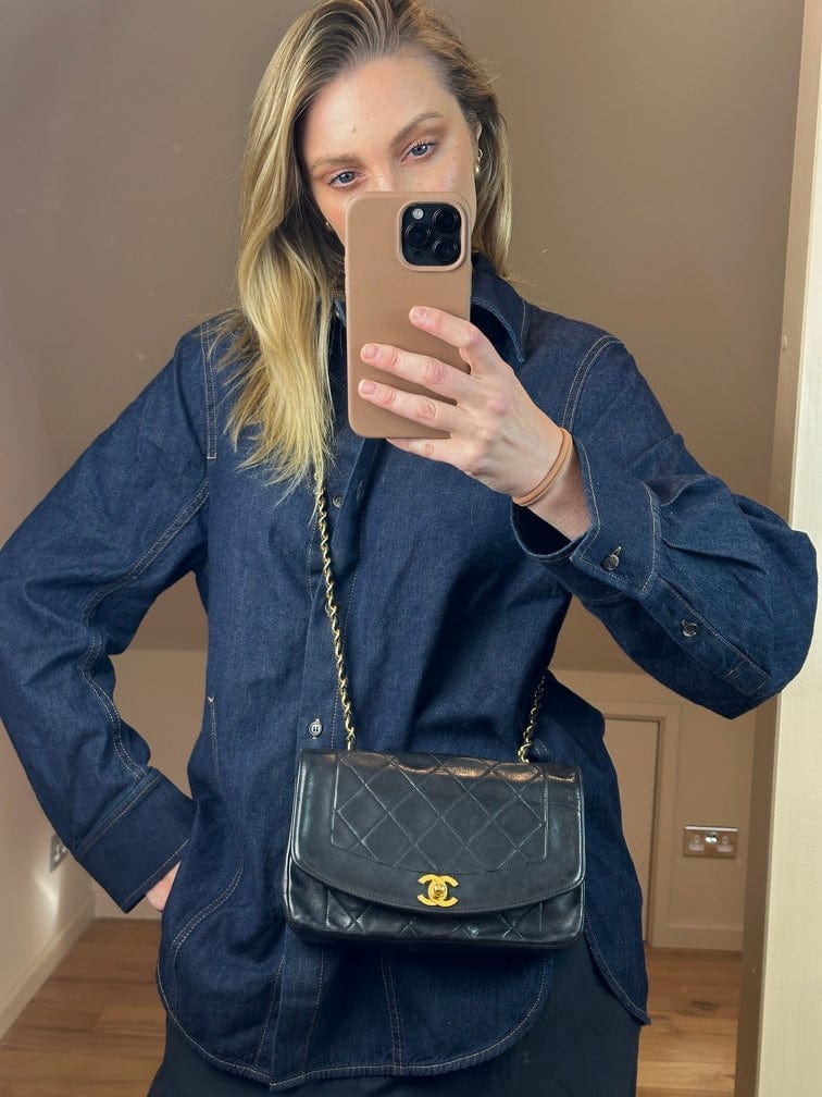 Chanel Diana Black Single Flap with 24k gold plated hardware