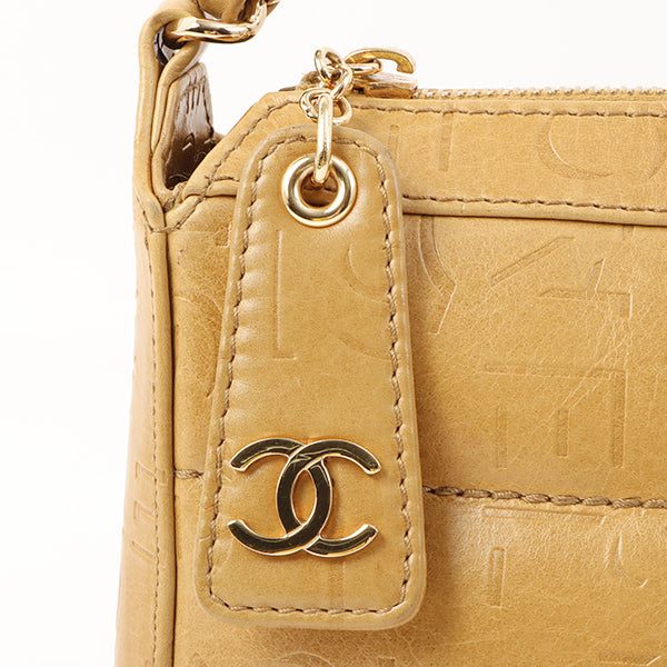 Chanel Around 2002 Made Chocolate Bar Logo Embossed Chain Shoulder Bag Mustard