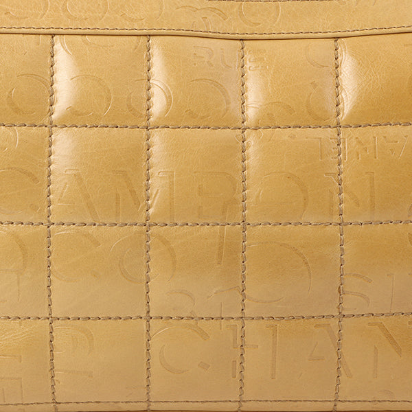 Chanel Around 2002 Made Chocolate Bar Logo Embossed Chain Shoulder Bag Mustard