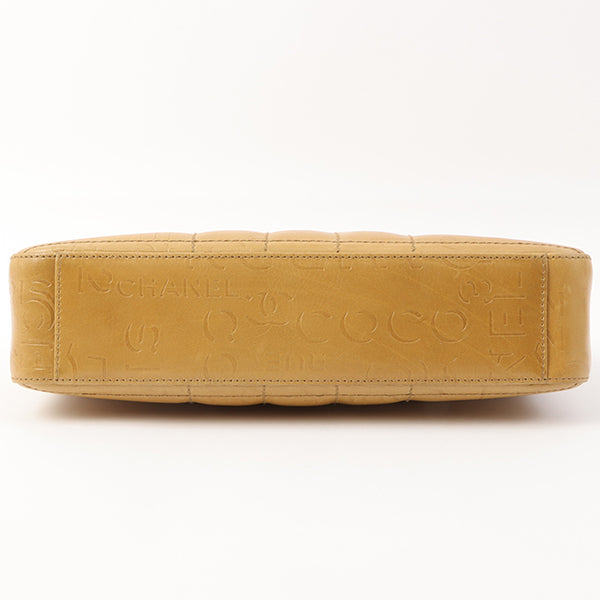 Chanel Around 2002 Made Chocolate Bar Logo Embossed Chain Shoulder Bag Mustard