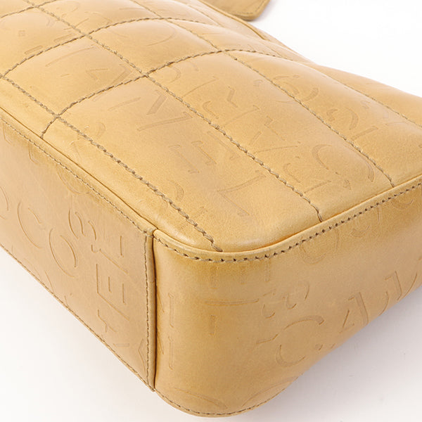 Chanel Around 2002 Made Chocolate Bar Logo Embossed Chain Shoulder Bag Mustard