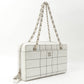 Chanel Around 2002 Made Chocolate Bar Stitch Cc Mark Plate Chain Bag White