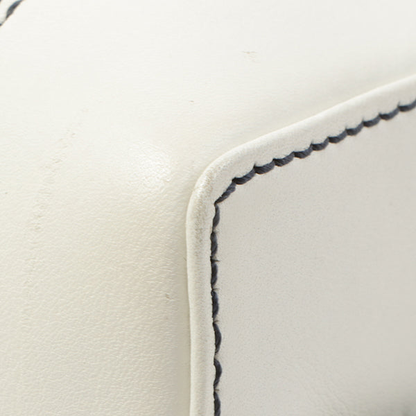 Chanel Around 2002 Made Chocolate Bar Stitch Cc Mark Plate Chain Bag White