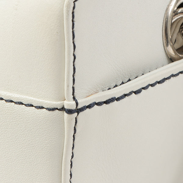 Chanel Around 2002 Made Chocolate Bar Stitch Cc Mark Plate Chain Bag White