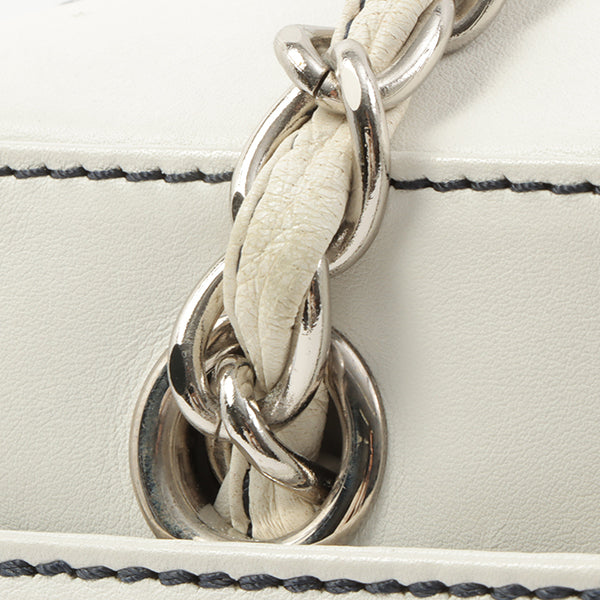 Chanel Around 2002 Made Chocolate Bar Stitch Cc Mark Plate Chain Bag White