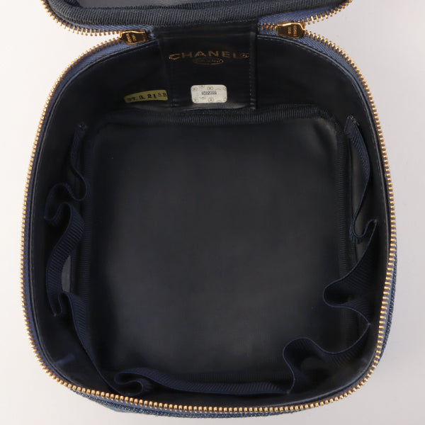 Chanel Around 1997 Made Denim Cc Mark Stitch Vanity Indigo