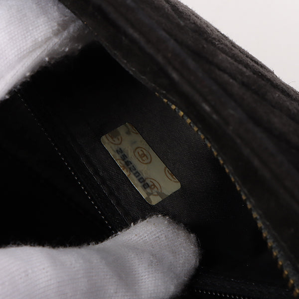 Chanel Around 1992 Made Suede Cc Mark Stitch Ball Charm Shoulder Bag Black