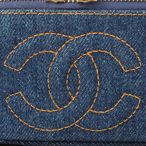Chanel Around 1997 Made Denim Cc Mark Stitch Vanity Indigo